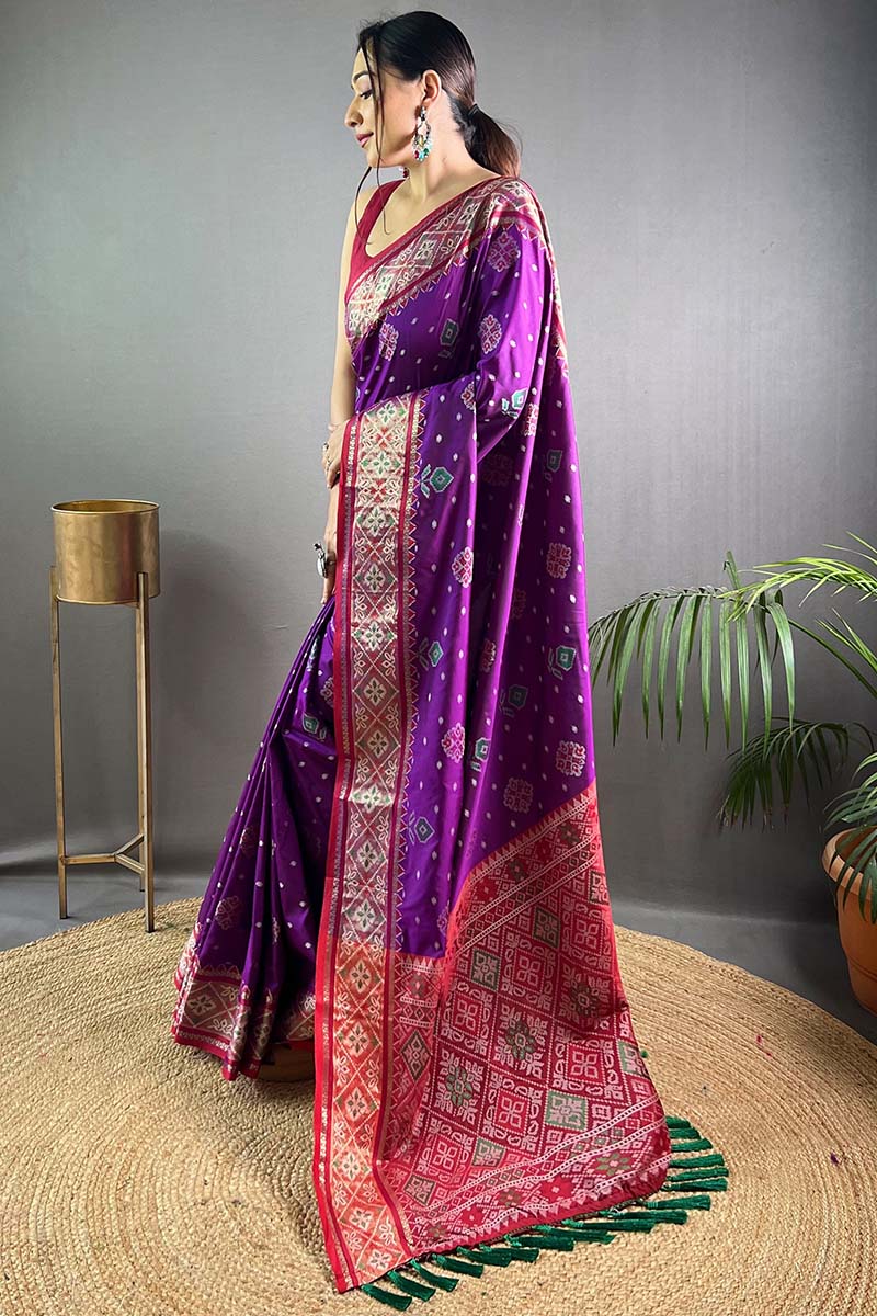 Tyrian Purple Patola Silk Saree