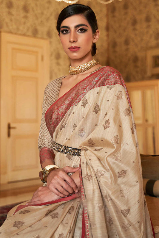 Vanilla Beige South Silk Saree