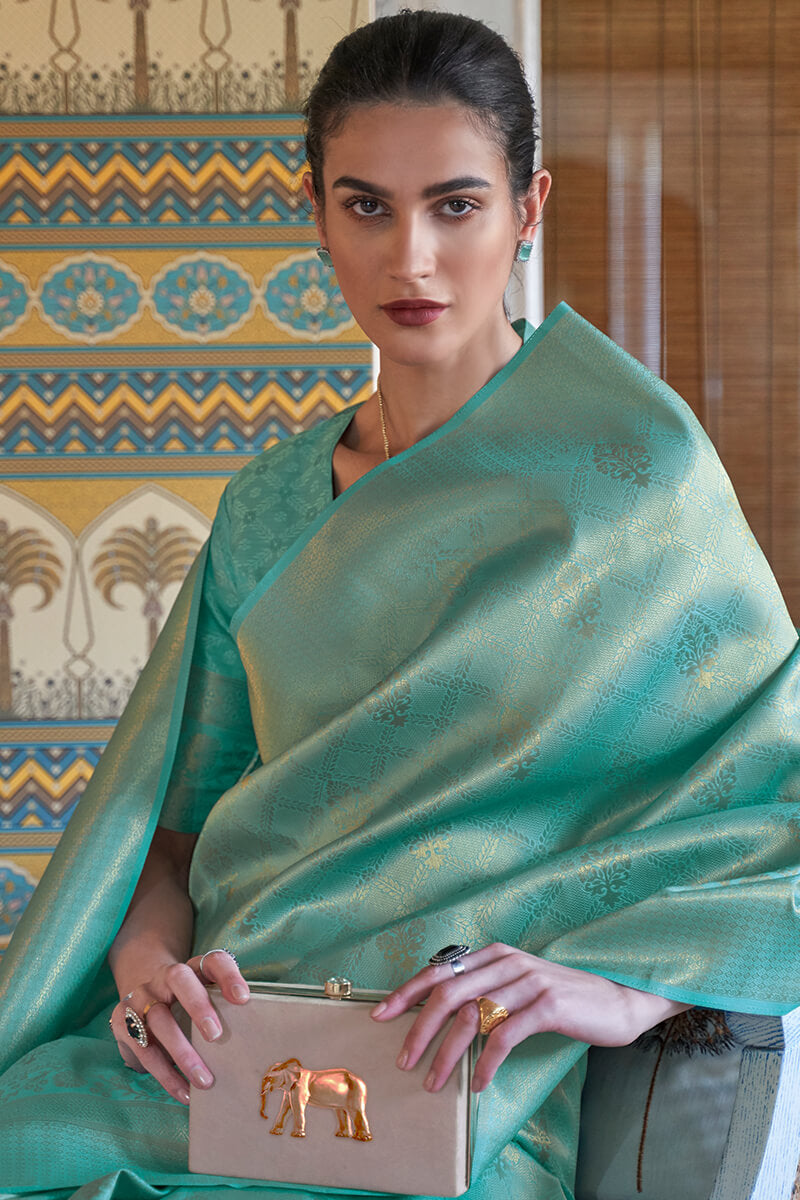 Viridian Green Kanjivaram Silk Saree