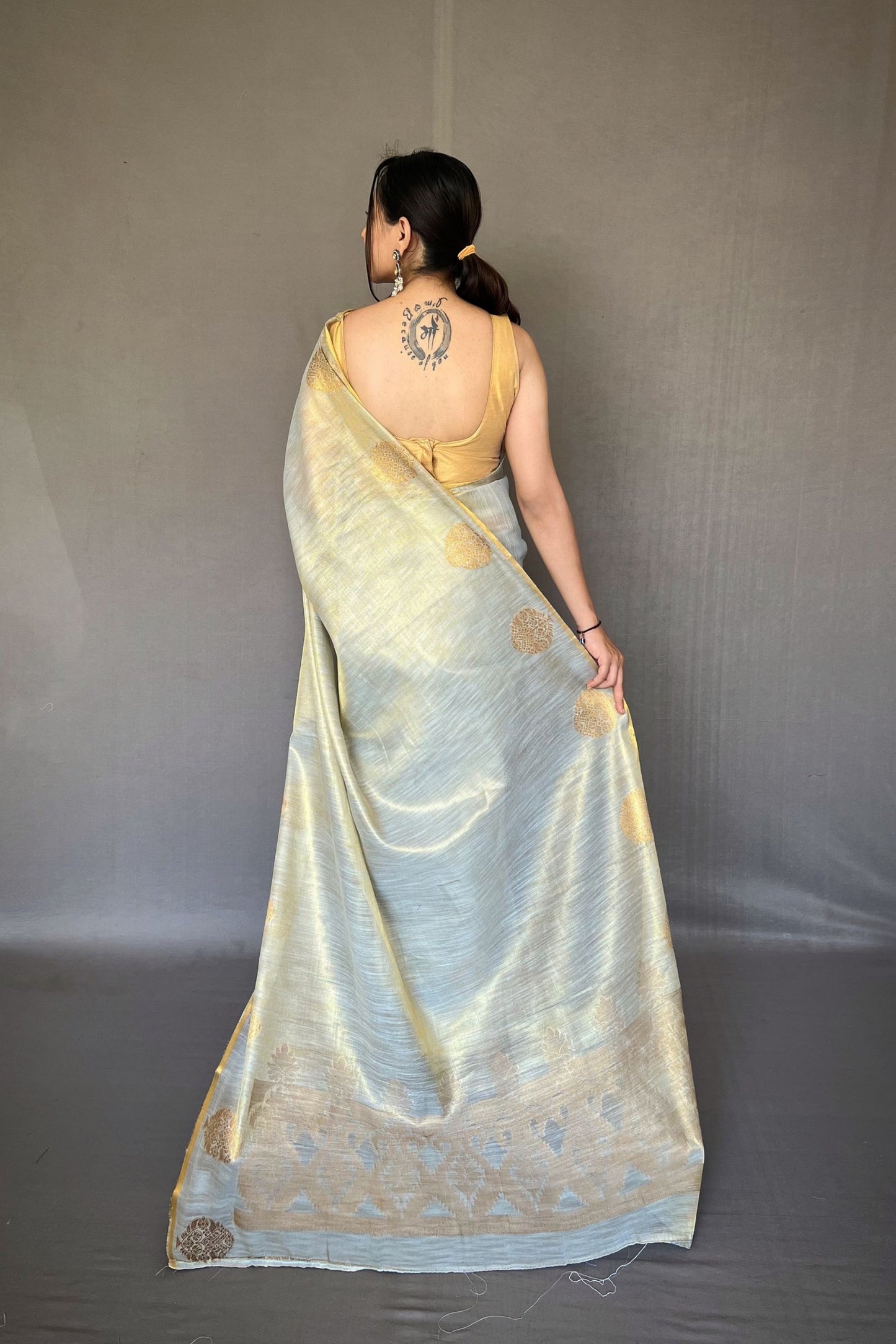 Silver Jacquard Woven Tissue Silk Saree